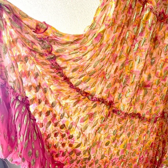 Miss June Paris Sally maxi dress, one size pink orange gold - Picture 7 of 11